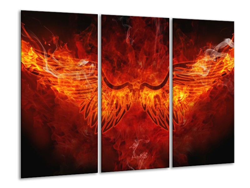 Canvas schilderij Abstract | Rood, Geel, Oranje | 120x80cm 3Luik