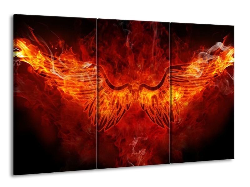 Glas schilderij Abstract | Rood, Geel, Oranje | 165x100cm 3Luik