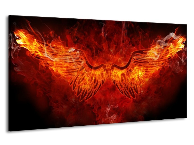 Canvas schilderij Abstract | Rood, Geel, Oranje | 190x100cm 1Luik