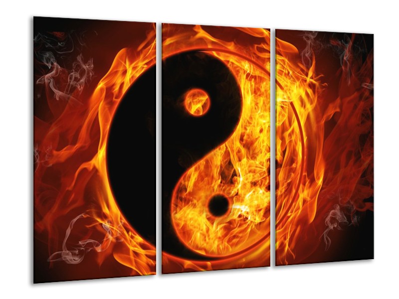 Canvas schilderij Abstract | Rood, Geel, Oranje | 120x80cm 3Luik