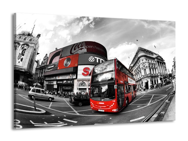 Canvas schilderij London | Zwart, Grijs, Rood | 140x90cm 1Luik