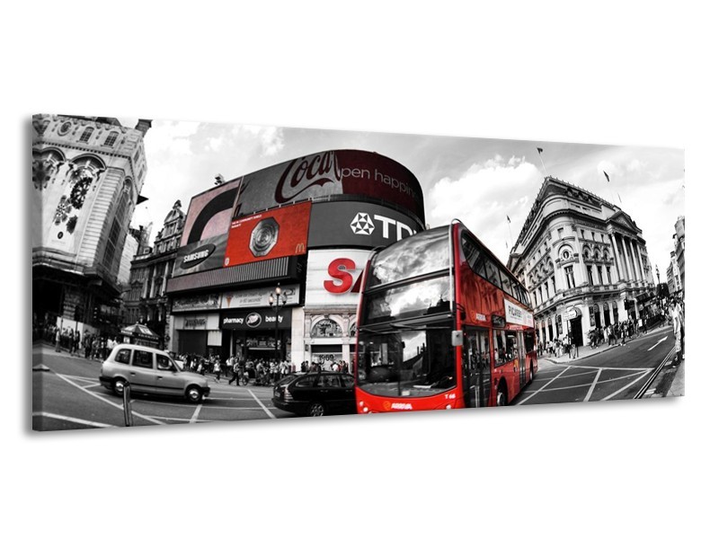 Glas schilderij London | Zwart, Grijs, Rood | 145x58cm 1Luik