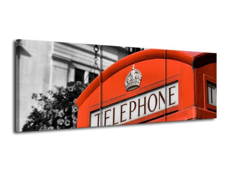 Canvas schilderij Engeland | Zwart, Wit, Rood | 120x40cm 3Luik