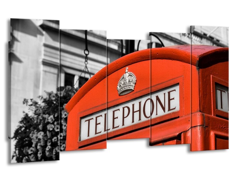 Canvas schilderij Engeland | Zwart, Wit, Rood | 150x80cm 5Luik