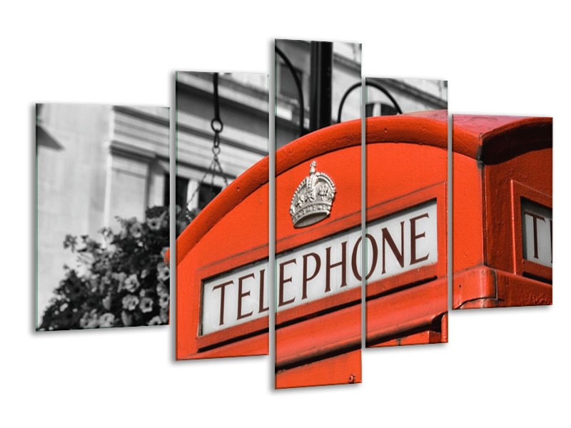 Canvas schilderij Engeland | Zwart, Wit, Rood | 170x100cm 5Luik