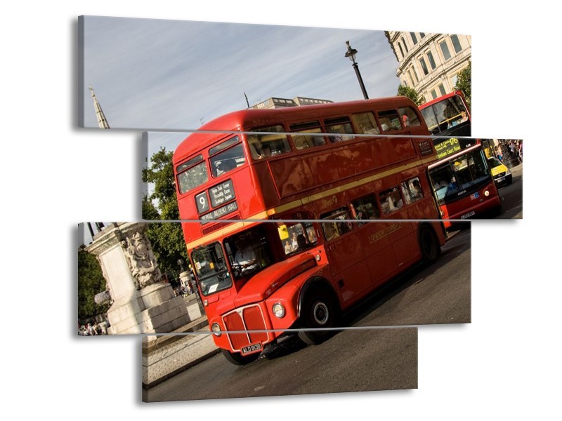 Glas schilderij Engeland | Zwart, Wit, Rood | 115x85cm 4Luik