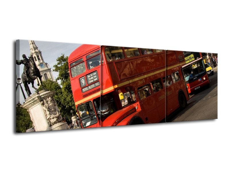 Glas schilderij Engeland | Zwart, Wit, Rood | 120x40cm 3Luik