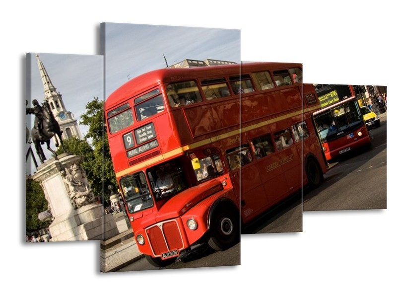 Glas schilderij Engeland | Zwart, Wit, Rood | 120x75cm 4Luik