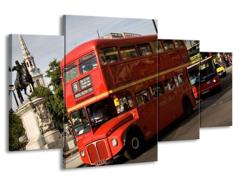 Glas schilderij Engeland | Zwart, Wit, Rood | 160x90cm 4Luik