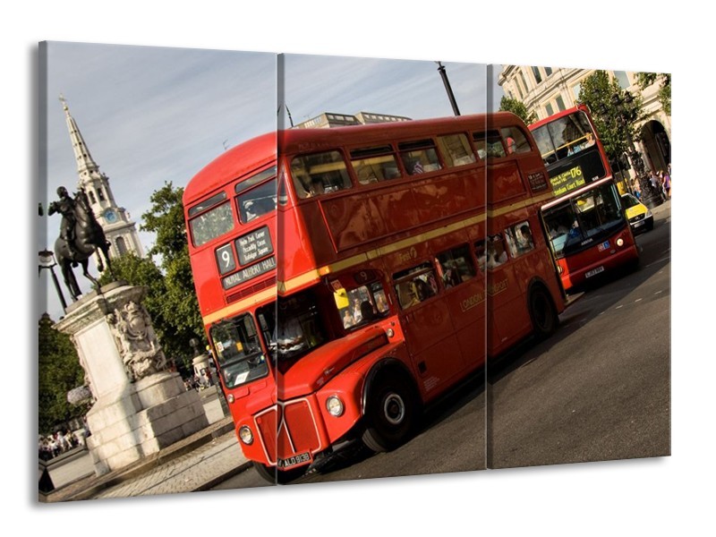 Canvas schilderij Engeland | Zwart, Wit, Rood | 165x100cm 3Luik