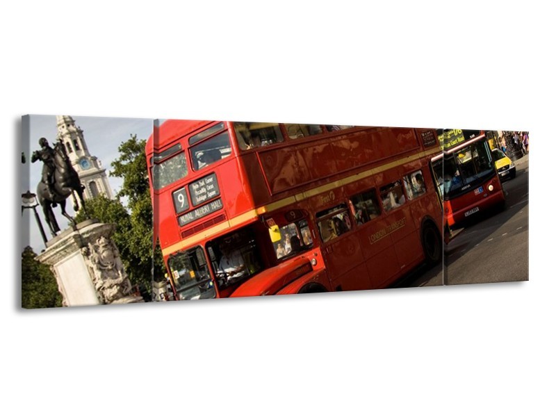 Glas schilderij Engeland | Zwart, Wit, Rood | 170x50cm 3Luik