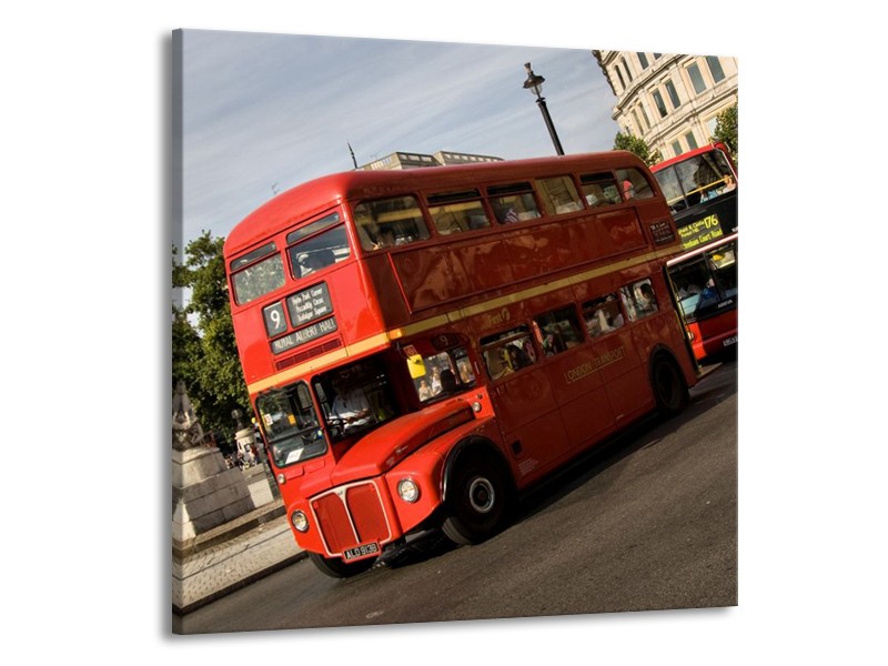 Glas schilderij Engeland | Zwart, Wit, Rood | 50x50cm 1Luik