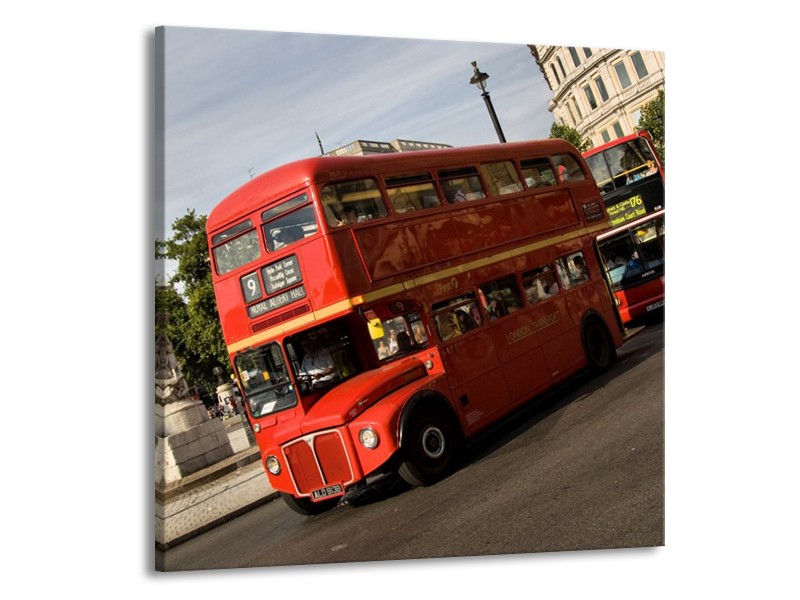 Glas schilderij Engeland | Zwart, Wit, Rood | 70x70cm 1Luik