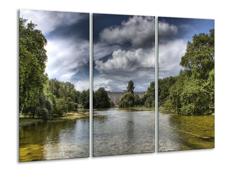 Canvas schilderij Natuur | Groen, Blauw, Wit | 120x80cm 3Luik