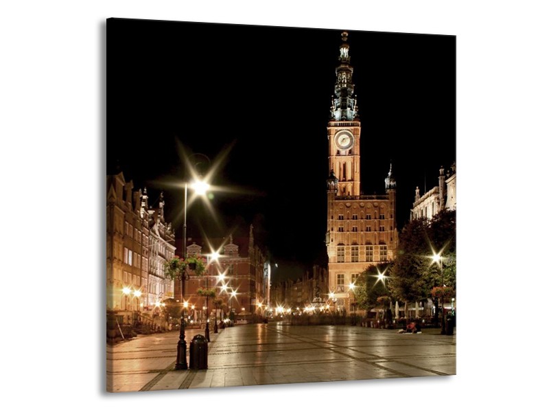 Glas schilderij Centrum | Zwart, Geel, Bruin | 50x50cm 1Luik