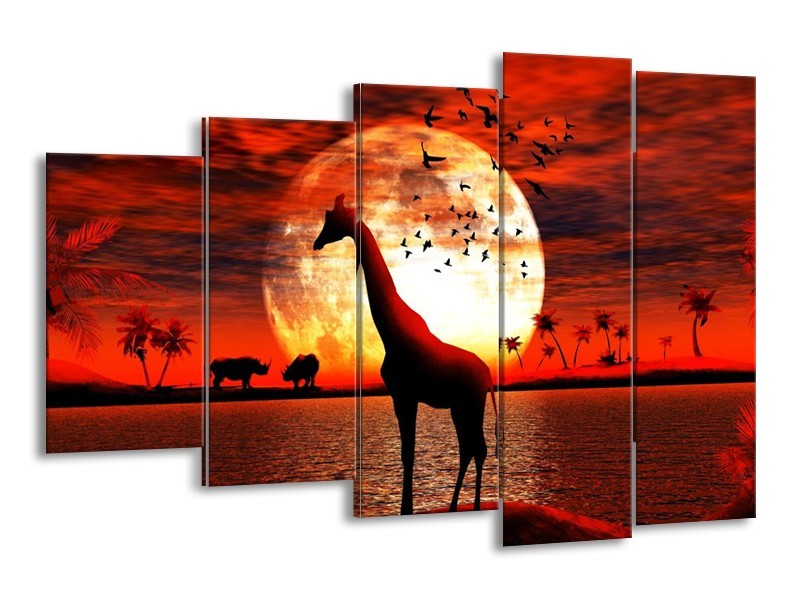 Canvas schilderij Dieren | Rood, Wit, Zwart | 150x100cm 5Luik