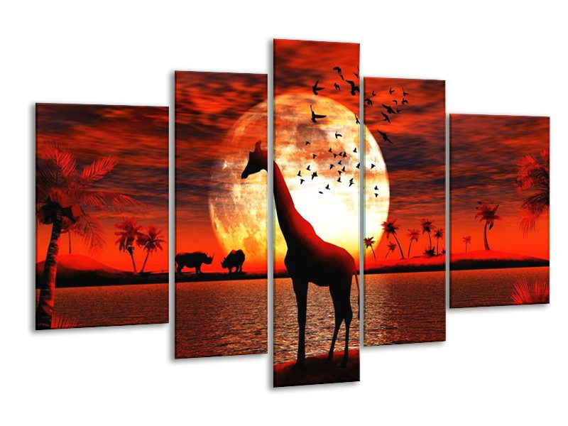 Glas schilderij Dieren | Rood, Wit, Zwart | 170x100cm 5Luik