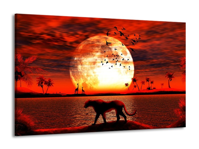 Canvas schilderij Dieren | Rood, Zwart, Oranje | 140x90cm 1Luik