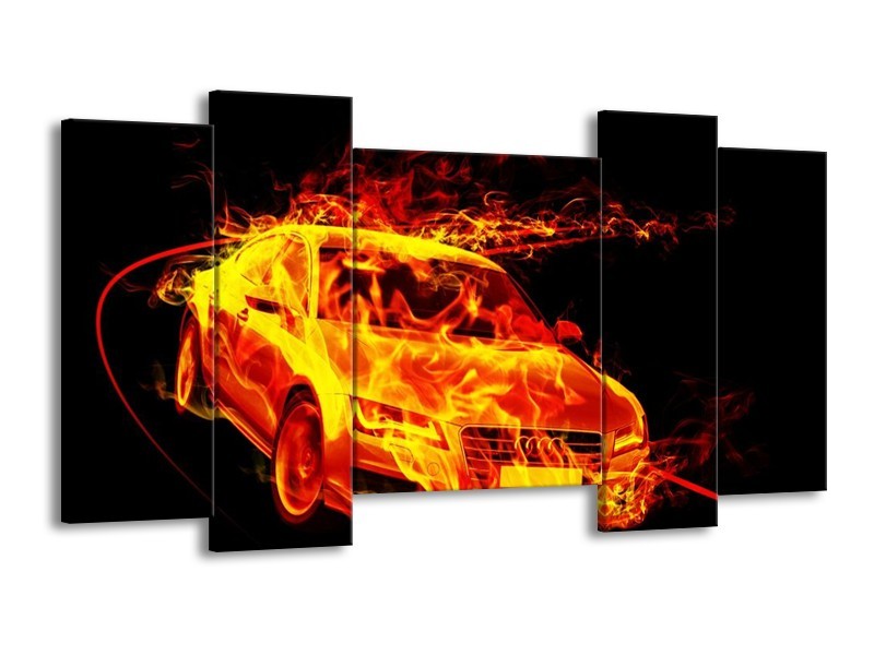 Glas schilderij Audi | Geel, Goud, Oranje | 120x65cm 5Luik