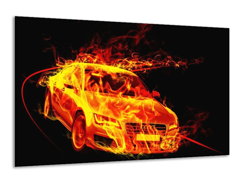 Glas schilderij Audi | Geel, Goud, Oranje | 120x70cm 1Luik