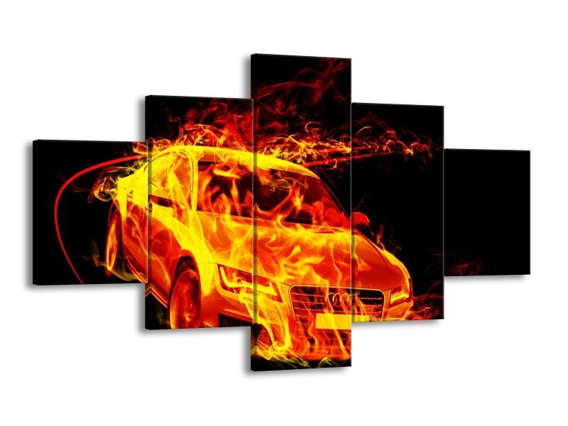 Glas schilderij Audi | Geel, Goud, Oranje | 125x70cm 5Luik