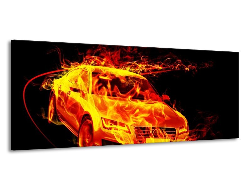 Glas schilderij Audi | Geel, Goud, Oranje | 145x58cm 1Luik