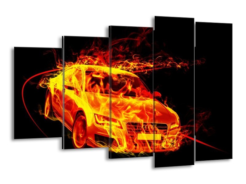 Glas schilderij Audi | Geel, Goud, Oranje | 150x100cm 5Luik