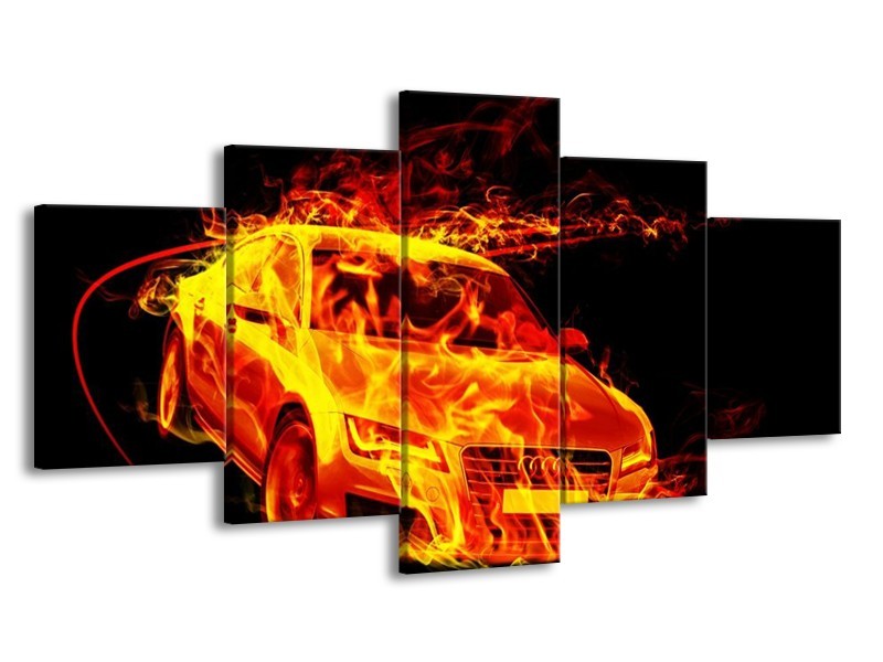 Glas schilderij Audi | Geel, Goud, Oranje | 150x80cm 5Luik
