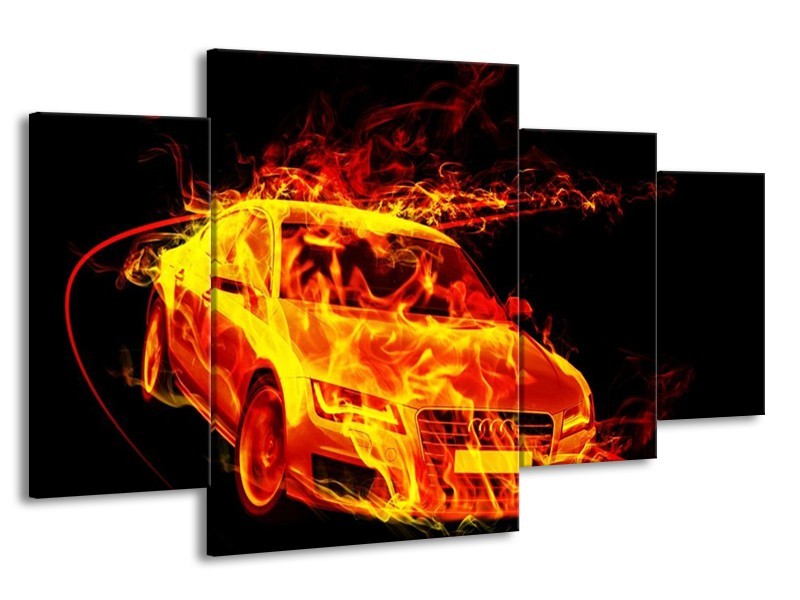 Glas schilderij Audi | Geel, Goud, Oranje | 160x90cm 4Luik