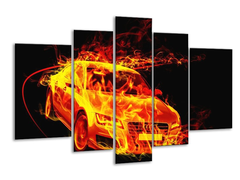 Glas schilderij Audi | Geel, Goud, Oranje | 170x100cm 5Luik