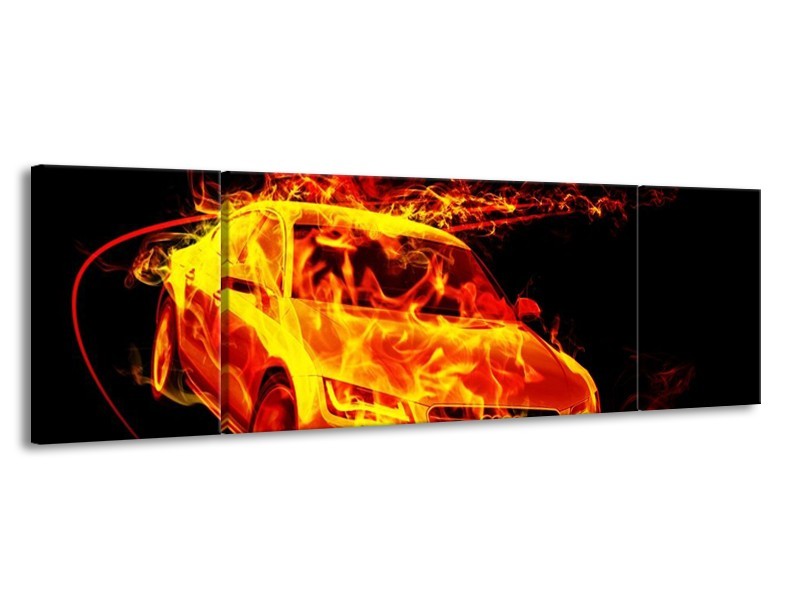 Glas schilderij Audi | Geel, Goud, Oranje | 170x50cm 3Luik