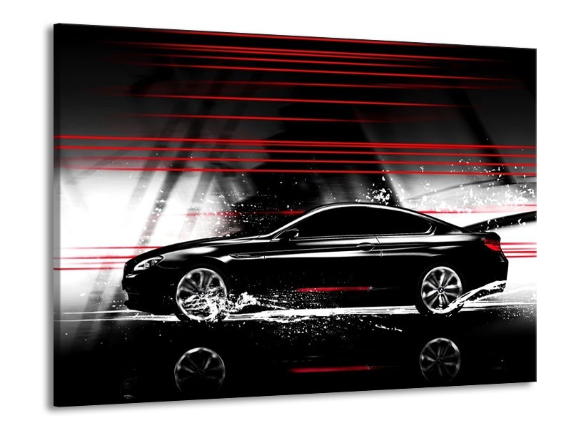 Canvas schilderij Auto | Zwart, Rood, Grijs | 100x70cm 1Luik