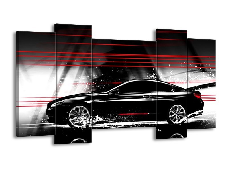 Glas schilderij Auto | Zwart, Rood, Grijs | 120x65cm 5Luik