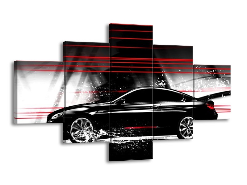 Glas schilderij Auto | Zwart, Rood, Grijs | 125x70cm 5Luik
