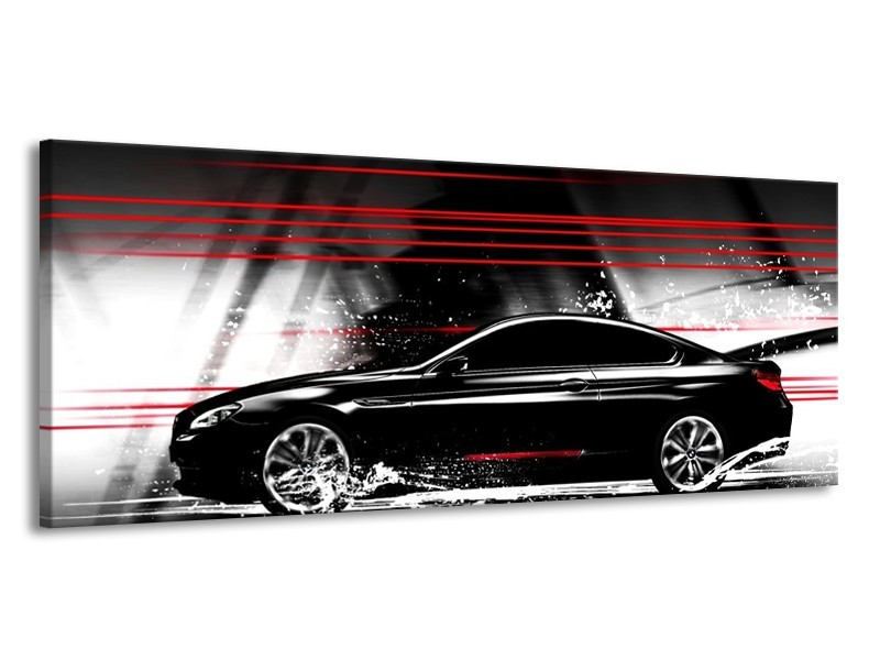 Glas schilderij Auto | Zwart, Rood, Grijs | 145x58cm 1Luik