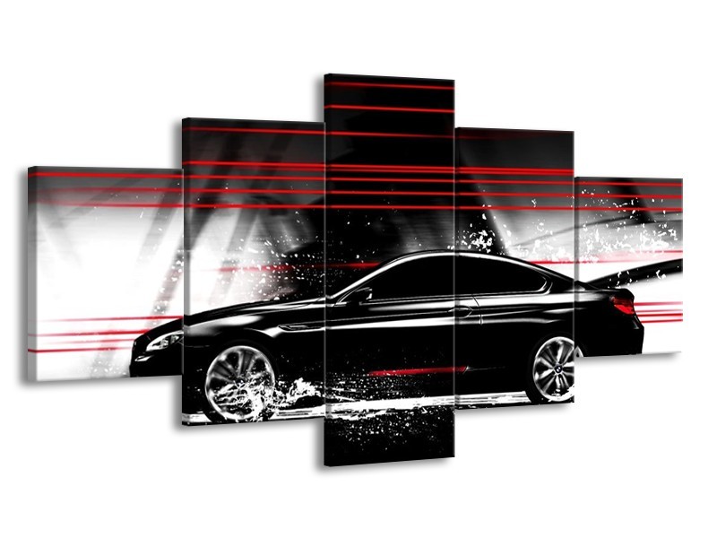 Glas schilderij Auto | Zwart, Rood, Grijs | 150x80cm 5Luik