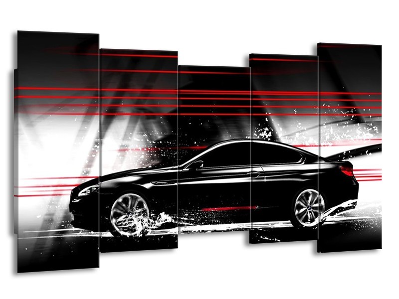 Glas schilderij Auto | Zwart, Rood, Grijs | 150x80cm 5Luik