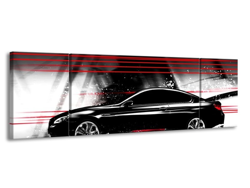 Glas schilderij Auto | Zwart, Rood, Grijs | 170x50cm 3Luik