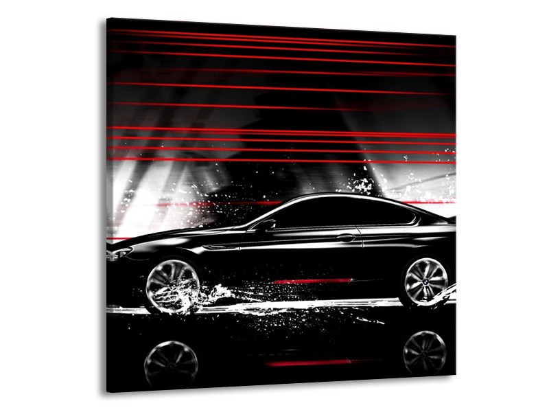 Glas schilderij Auto | Zwart, Rood, Grijs | 50x50cm 1Luik