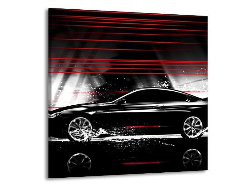 Glas schilderij Auto | Zwart, Rood, Grijs | 70x70cm 1Luik