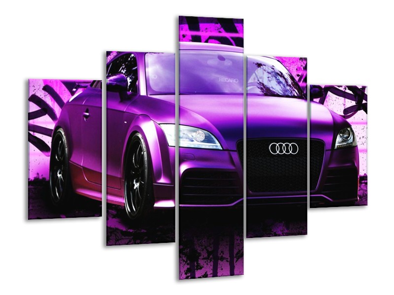 Glas schilderij Audi | Paars, Zwart, Wit | 100x70cm 5Luik