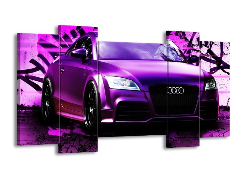 Glas schilderij Audi | Paars, Zwart, Wit | 120x65cm 5Luik
