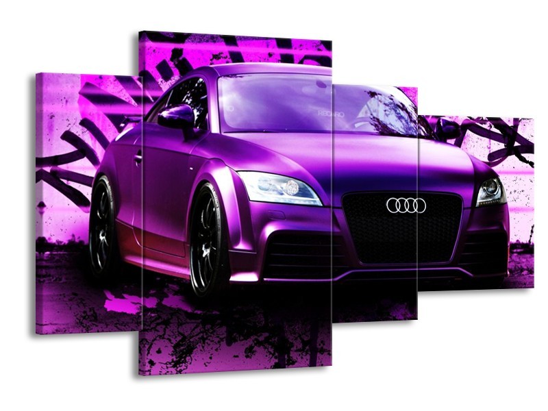 Glas schilderij Audi | Paars, Zwart, Wit | 120x75cm 4Luik