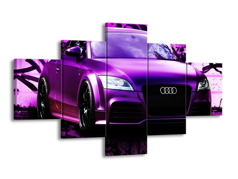 Glas schilderij Audi | Paars, Zwart, Wit | 125x70cm 5Luik