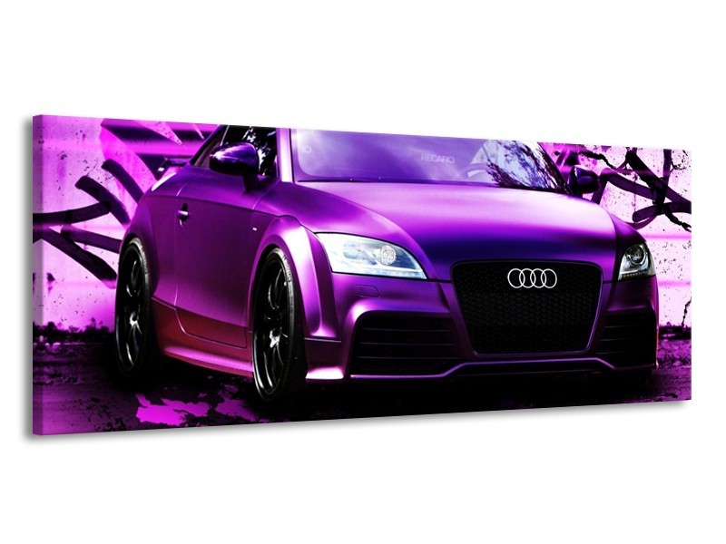 Glas schilderij Audi | Paars, Zwart, Wit | 145x58cm 1Luik