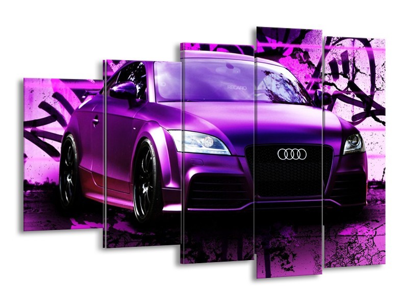 Glas schilderij Audi | Paars, Zwart, Wit | 150x100cm 5Luik