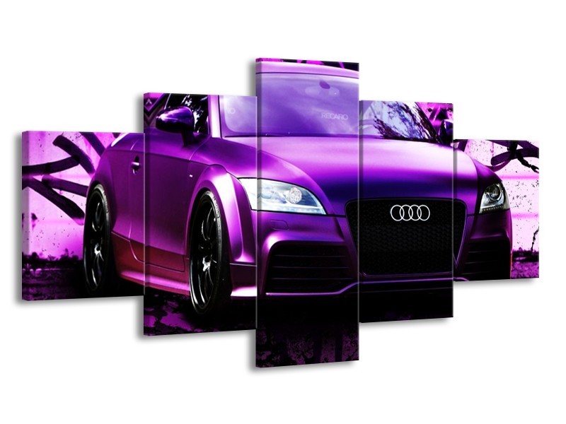 Glas schilderij Audi | Paars, Zwart, Wit | 150x80cm 5Luik