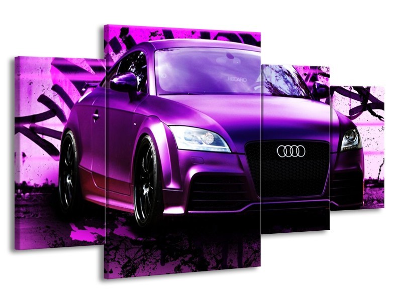 Glas schilderij Audi | Paars, Zwart, Wit | 160x90cm 4Luik