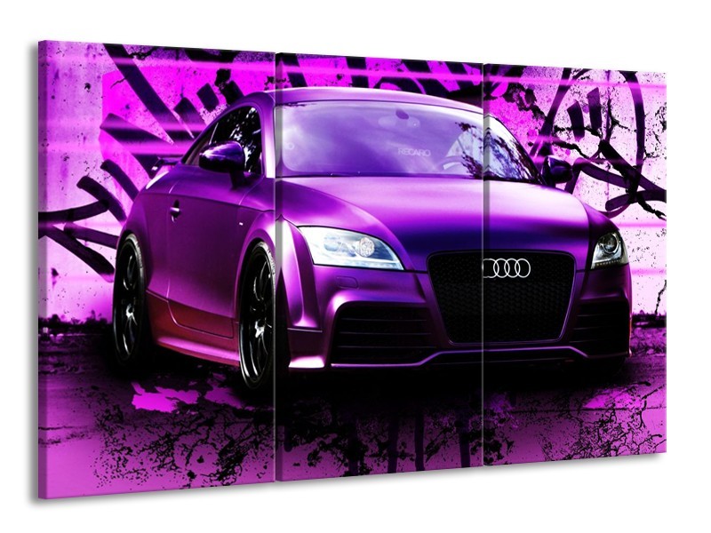 Canvas schilderij Audi | Paars, Zwart, Wit | 165x100cm 3Luik