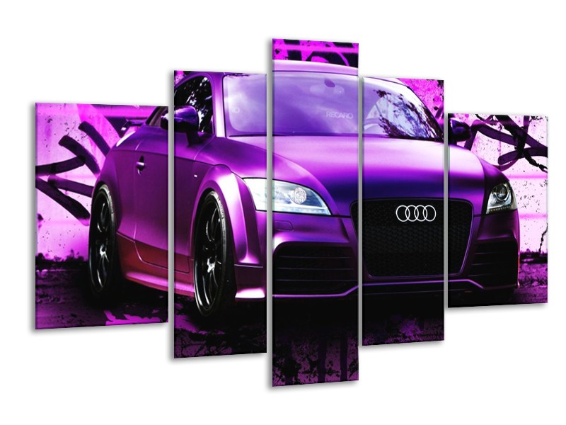 Glas schilderij Audi | Paars, Zwart, Wit | 170x100cm 5Luik